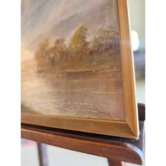 Wood Early 1900s Oil on Canvas Painting of Scottish Loch by Frances E. Jamieson For Sale - Image 7 of 16