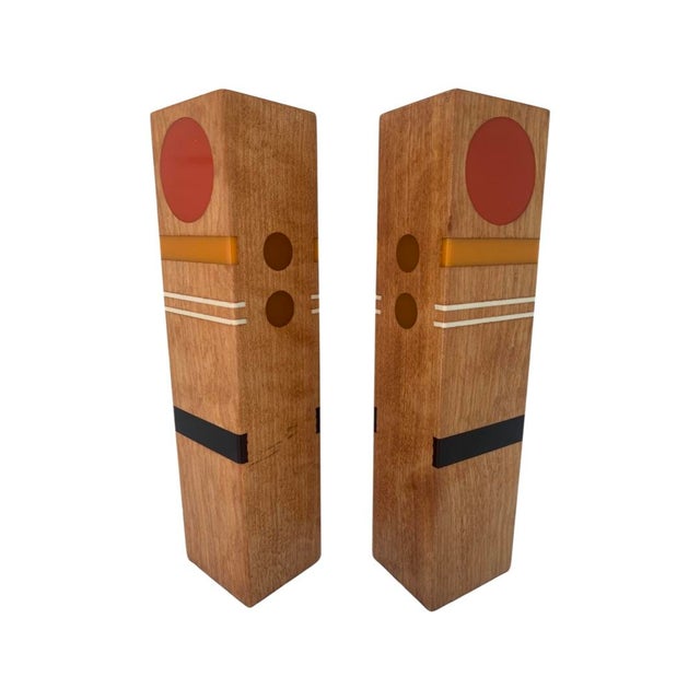 Mid-Century Modern Artisan Made Wood and Resin Salt & Pepper Shakers- a Pair For Sale - Image 11 of 12