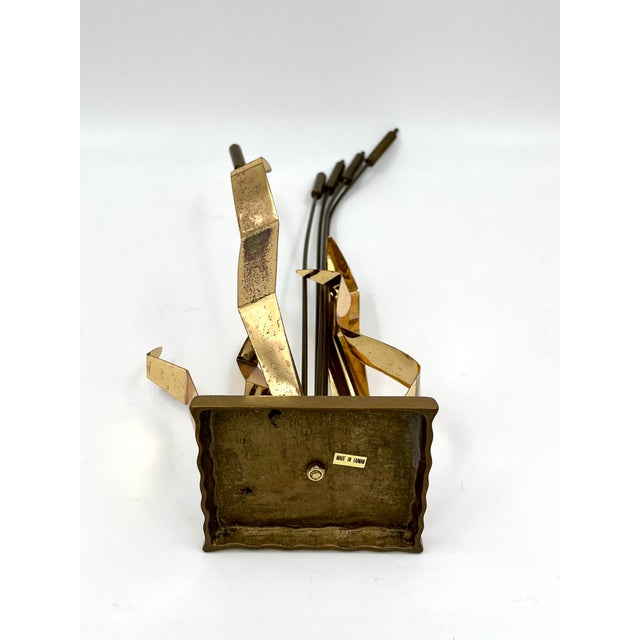 Mid 20th Century Mid-Century Modern Brutalist Curtis Jere Style Brass Cattails Sculpture For Sale - Image 5 of 8