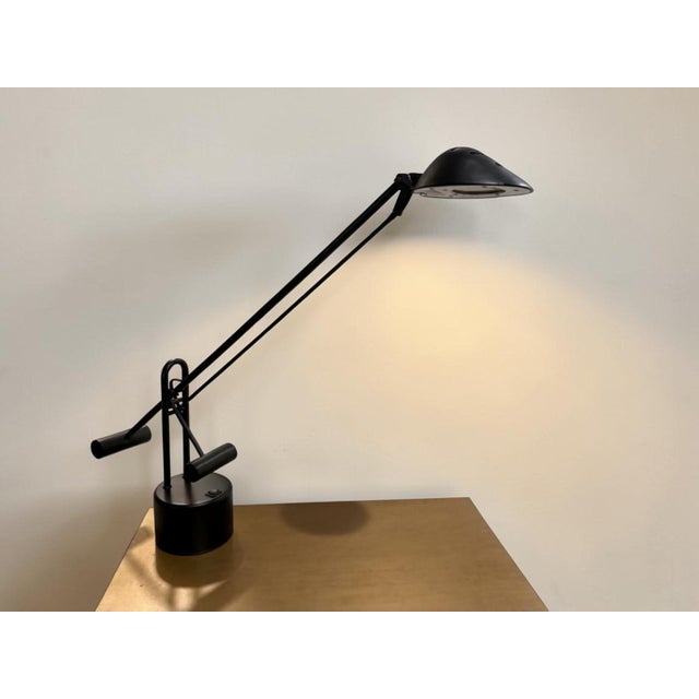 Metal Vintage 1990s Postmodern Black Counterbalance Adjustable Halogen Desk Lamp For Sale - Image 7 of 11
