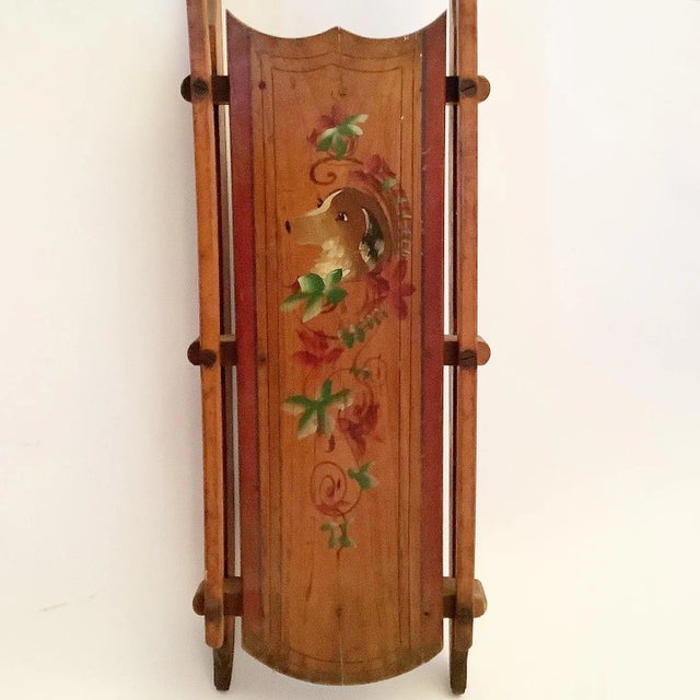 1900 - 1909 Antique Sled With Hand Painted Dog For Sale - Image 5 of 7