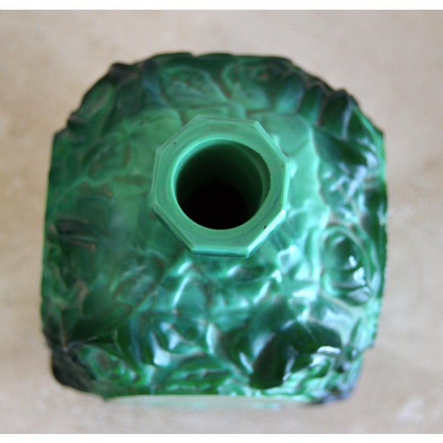 Metal 1935 Boho Chic Czech Schlevogt Ingrid Malachite Glass Scent Perfume Bottles, Set of 2 For Sale - Image 7 of 12