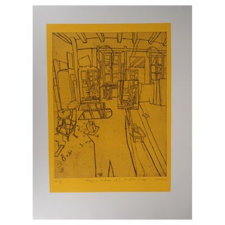 Pierre Collin, The Workshop (Yellow), Original Etching For Sale