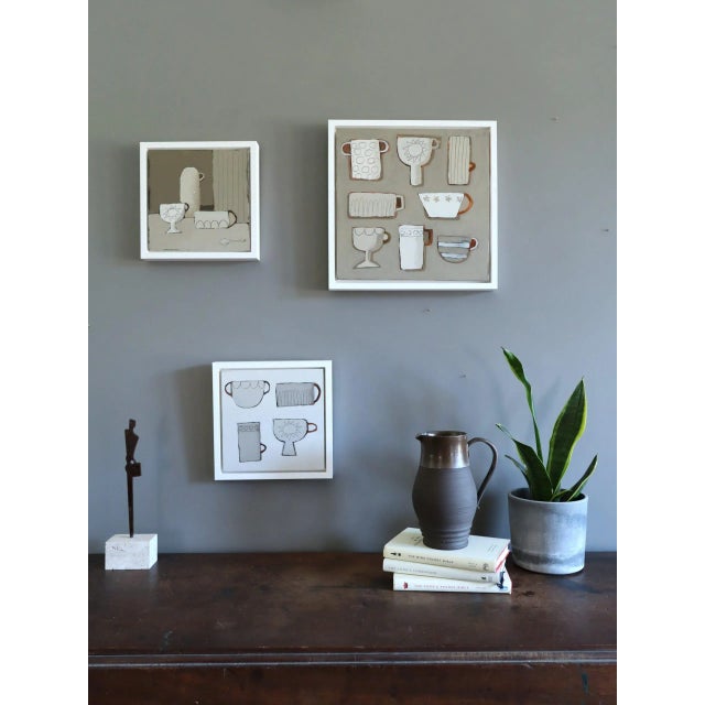 2025 Contemporary 'Sunny Cup' Minimalist Naive Style Still Life Acrylic Painting by British Artist Annemarie Derrick, Framed For Sale - Image 4 of 12