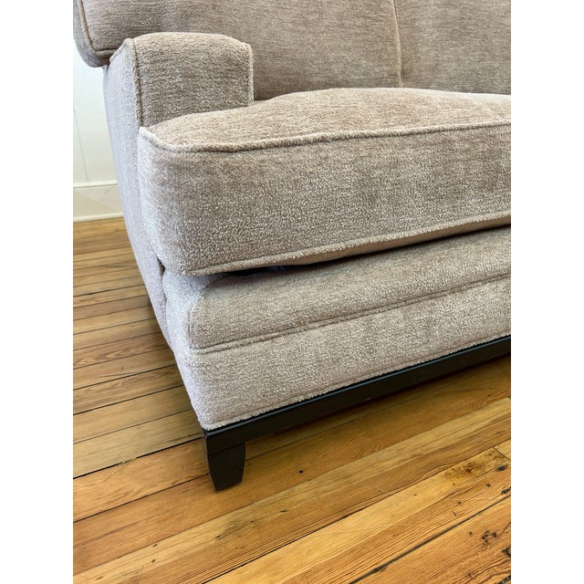 Wood Kravet Allegro Loose Back Sofa Upholstered in Kravet Couture Barbara Barry Cloud Burst Fabric For Sale - Image 7 of 7