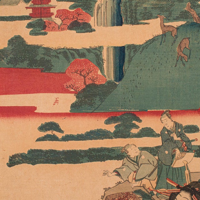 Blue Antique Framed Woodblock Print, Japanese Art, Edo, Ukiyo-E, Kunisada, Victorian For Sale - Image 8 of 10