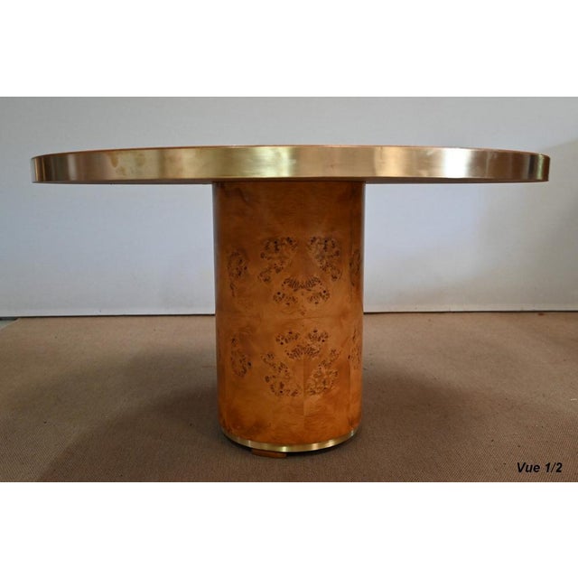 Thuya and Gilt Metal Round Table, 1980 For Sale - Image 9 of 14