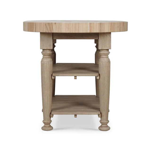 Farmhouse Farmhouse Butcher Block Kitchen Island - Rustic Oak Finish For Sale - Image 3 of 11