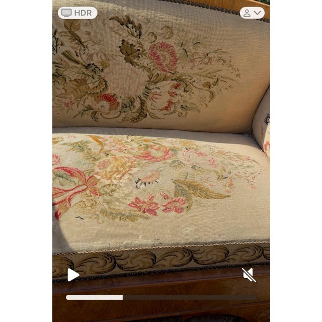 Early 19th Century * Part of a Suite of 4 Pieces! Early 19th Century Classic Charles X French Biedermeier Settee With Needlepoint Upholstery For Sale - Image 5 of 11