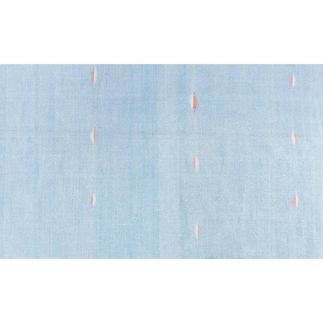 1950s Doris Leslie Blau Vintage Indian Dhurrie Blue Flatweave Cotton Rug For Sale - Image 5 of 9