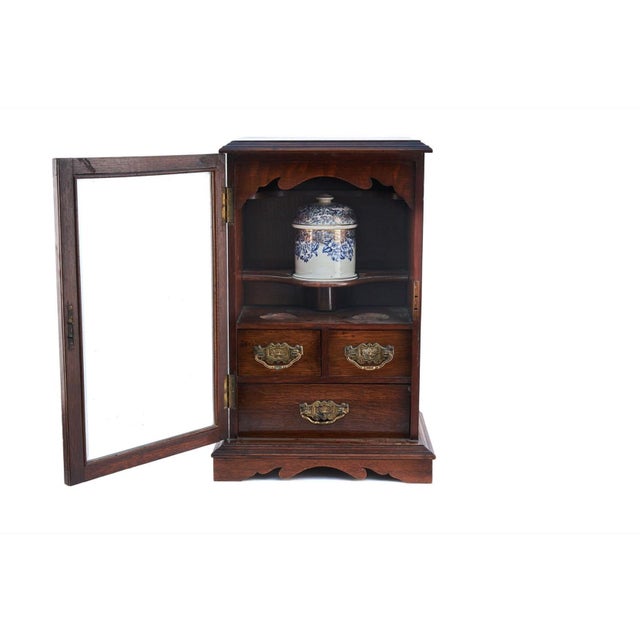 Antique Oak Smokers Cabinet, 1900 For Sale - Image 4 of 11