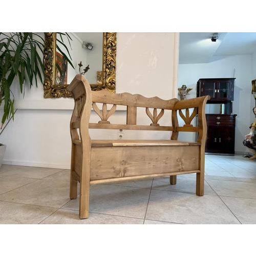 Solid Provincial Farmhouse Chest Bench, Natural Wood Furniture. Dimensions: Height x Width x Depth 91 x 121 x 41 cm. Very...