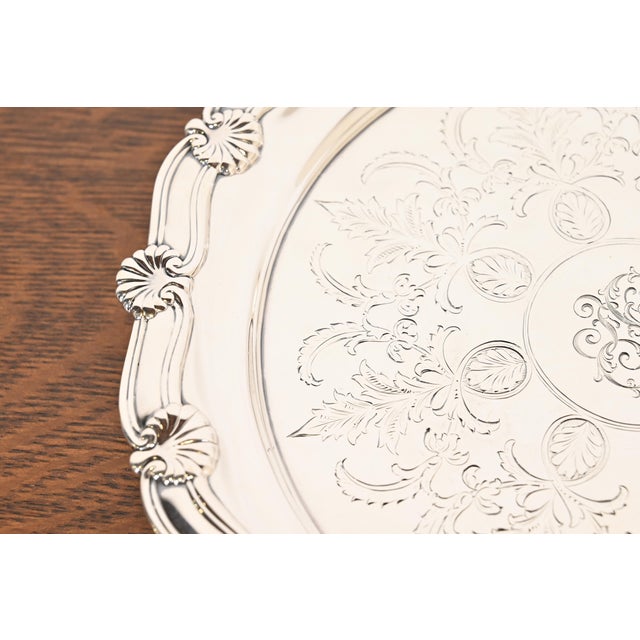 Tiffany & Co. Antique Victorian Sterling Silver Footed Serving Tray For Sale In South Bend - Image 6 of 10