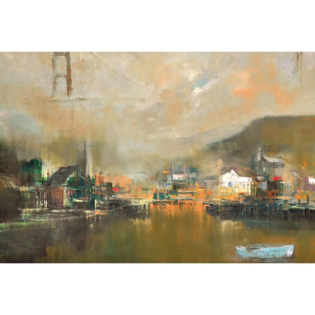 Contemporary Sausalito and Golden Gate Landscape in Oil on Canvas, Framed, Signed, 1980s by Calderon For Sale - Image 3 of 5