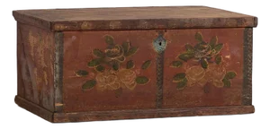 Small Antique Chest with Floral Motifs, 1920s