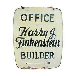 Double Sided Hand-Painted Office Sign For Sale