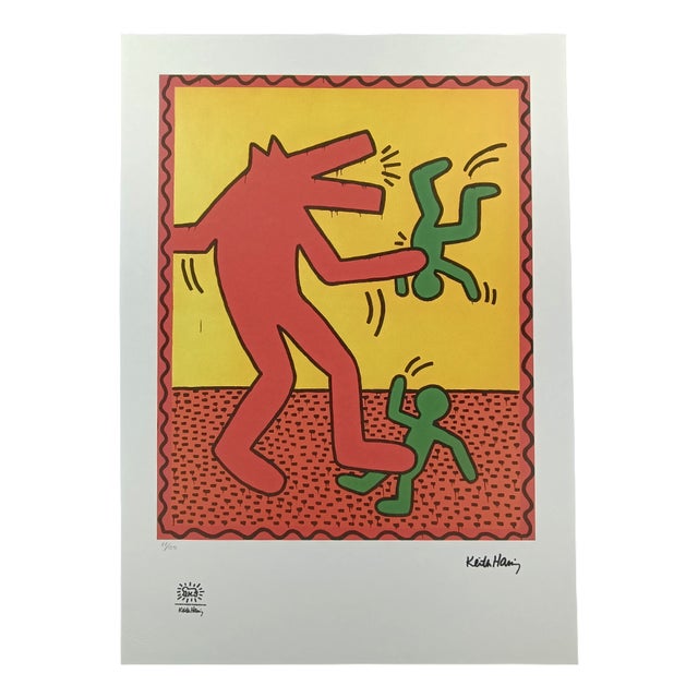 After Keith Haring, Composition, Limited Edition Lithograph, 1990s For Sale