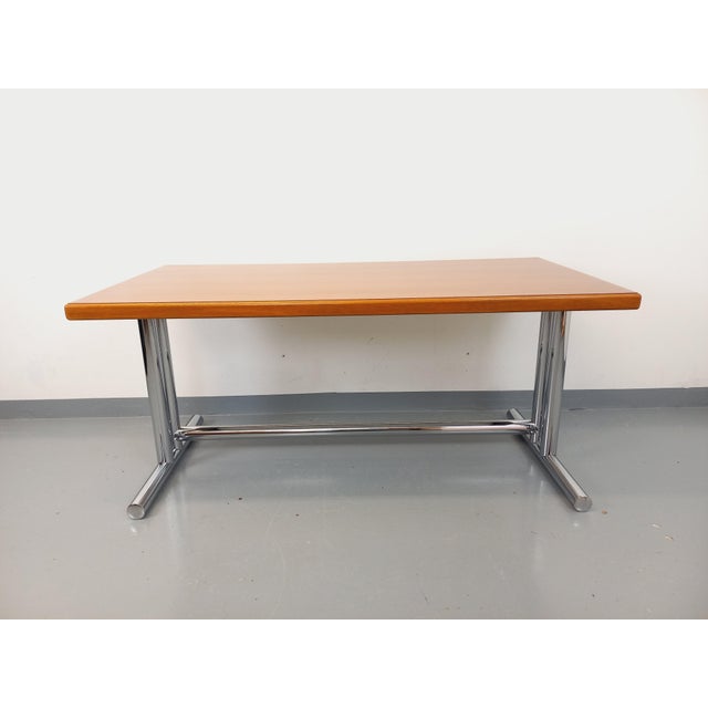 Mid-Century Modern Vintage Desk in Walnut and Chrome Metal, 1970s For Sale - Image 3 of 18