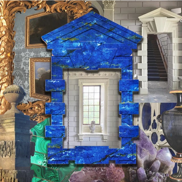Fleur Home x Aldous Bertram Davenport Mirror in Lapis Lazuli, 31.75x48 For Sale - Image 4 of 4