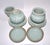 Ceramic 1980s Celadon Pottery Tea Bowls Lidded Chawan and Saucers With Strainers- Set of 2 For Sale - Image 7 of 9