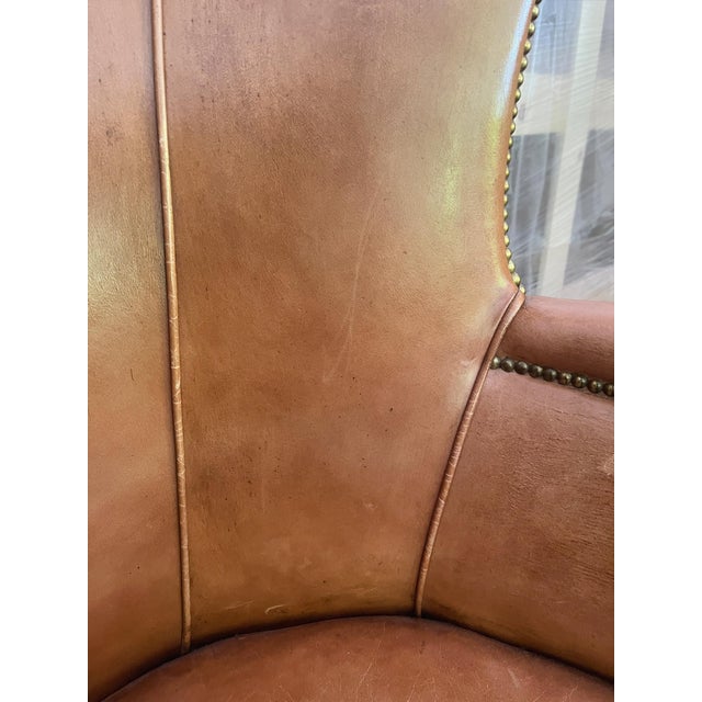 Sienna 20th Century French Country Style Leather Wingback Armchair For Sale - Image 8 of 13