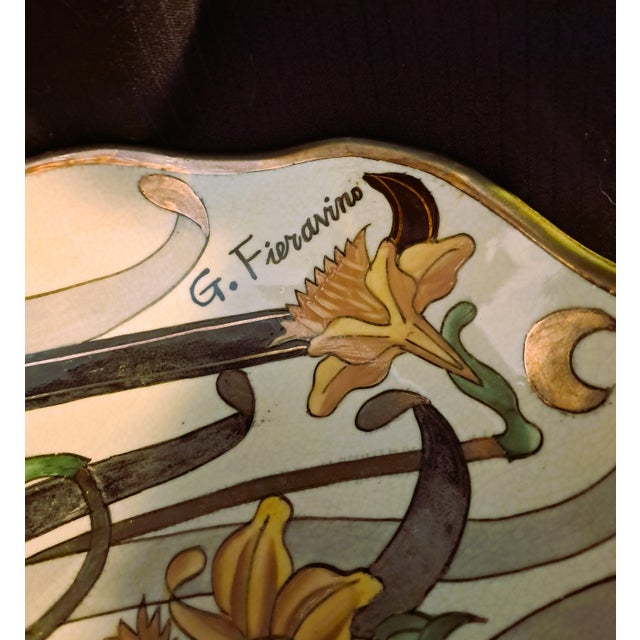 Italian Gilded Majolica Tazza by G. Fieravino, 1960s For Sale - Image 10 of 13