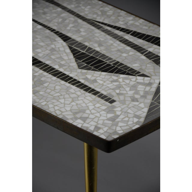 Abstract Black and White Glass Mosaic Coffee Table with Brass Legs by Berthold Müller, 1955 For Sale - Image 9 of 18