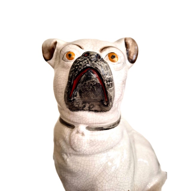 Antique Pair of Staffordshire Pug Dogs For Sale - Image 11 of 17