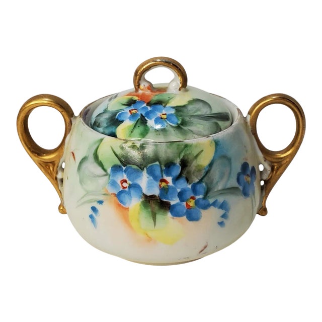 Early 1900s Nippon Floral Painted Condiment Pot For Sale