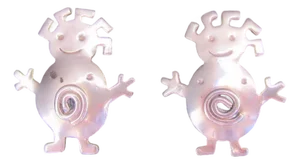 1980s Sterling Silver "Alien" Design Pins, A Pair