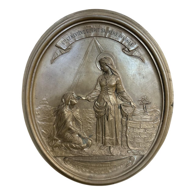 Oval Bronze Plaque by Narcisse Cotte, 1885 For Sale