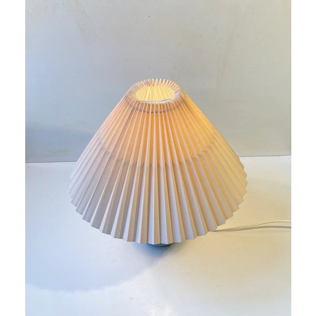 Dusty Blue Ceramic Table Lamp with Geometric Decor by Einar Johansen for Søholm, 1960s For Sale - Image 4 of 6