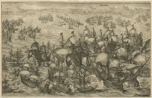 Dutch Attacking the Portuguese Fleet Off Bantam, 1644, Print