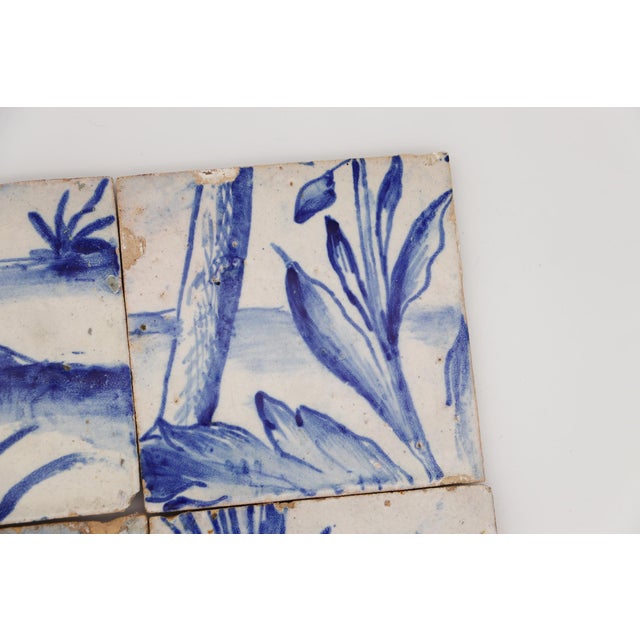 Baroque 18th Century Gorgeous Set of Four Naturalistic Portuguese Tiles For Sale - Image 3 of 12
