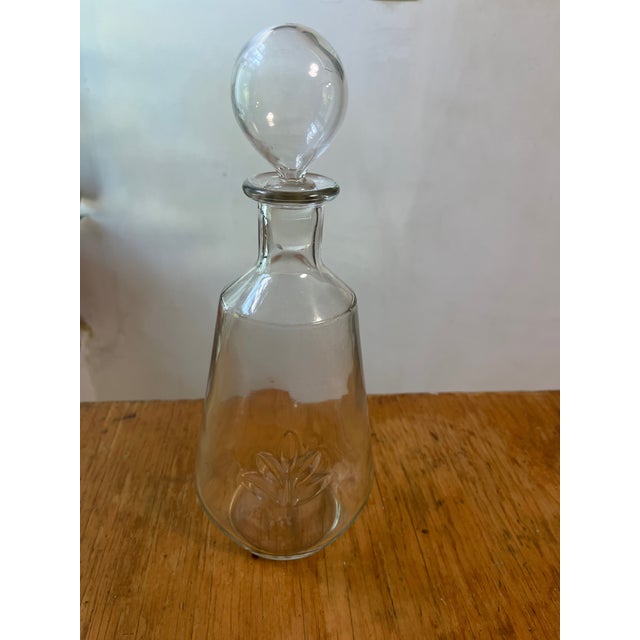 Glass Antique Hand Blown Glass Decanter With Agave Leaf and Beautiful Globe Top For Sale - Image 7 of 14