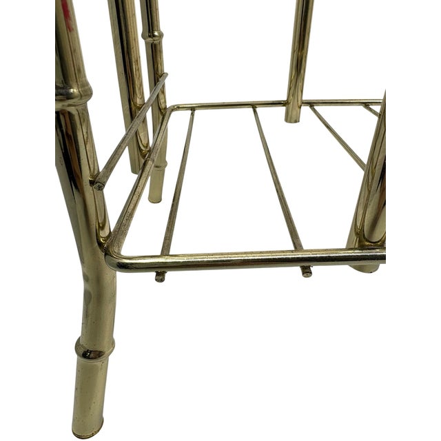 Metal 1970s Vintage Brass Bamboo Magazine Rack For Sale - Image 7 of 7