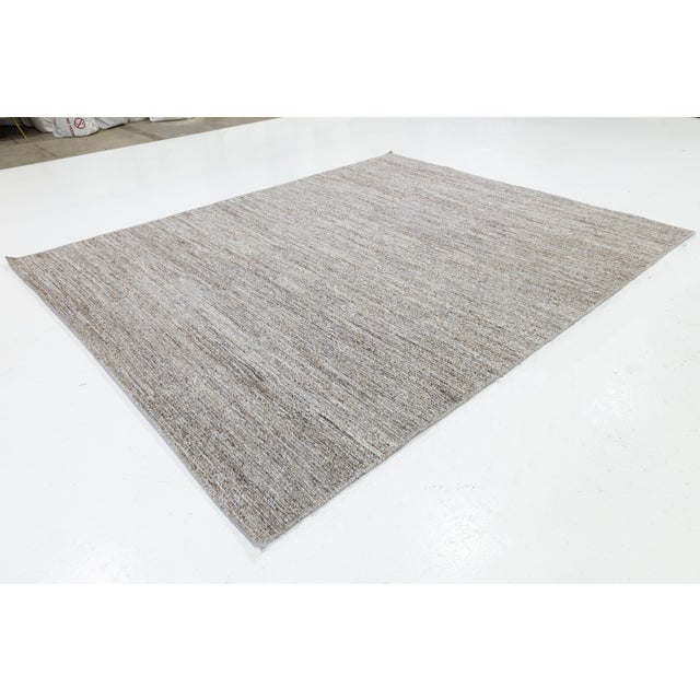 Modern Marbled Grey Soumak Pet Rug Eco-Friendly & High-Traffic 8x10 For Sale - Image 10 of 10