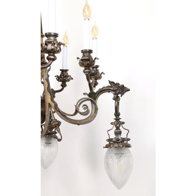 Antique Neo Rococo Cast Bronze Chandelier - Restored For Sale In New York - Image 6 of 11
