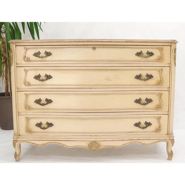 Shabby Chic Gold Decorated Off White Painted French Provincial Dresser For Sale - Image 9 of 13