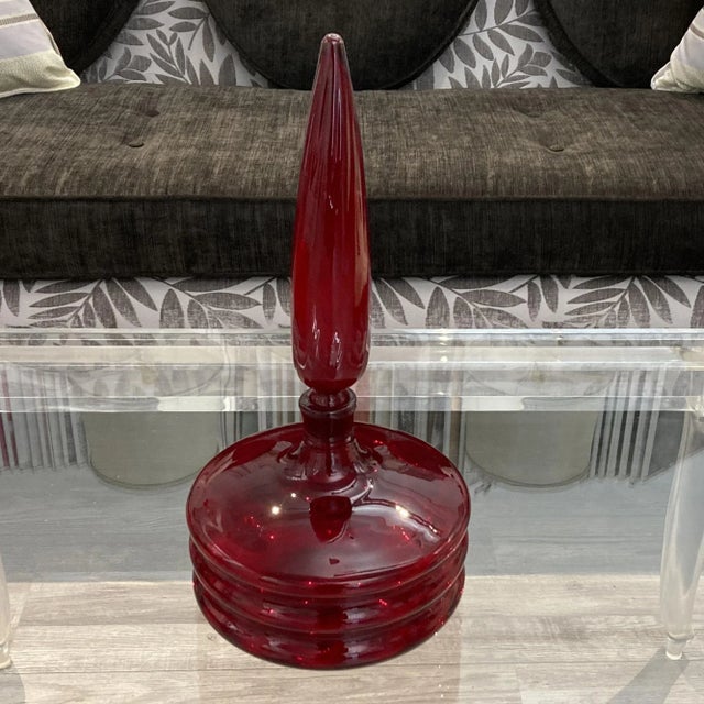Vintage Blenko Regal Ruby Decanter For Sale - Image 11 of 12