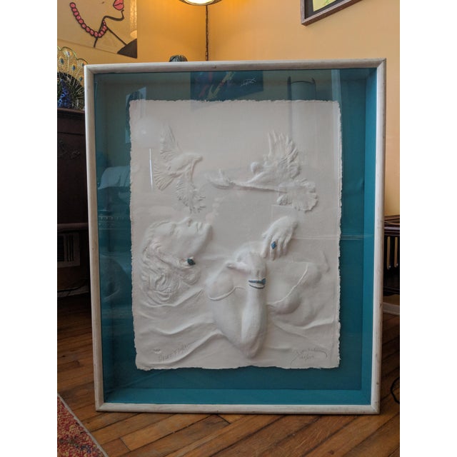 Signed relief painting/sculpture by Purcell, "Dream Flight" number 148 of 850. Framed shadowbox style. Hand cast from 100%...