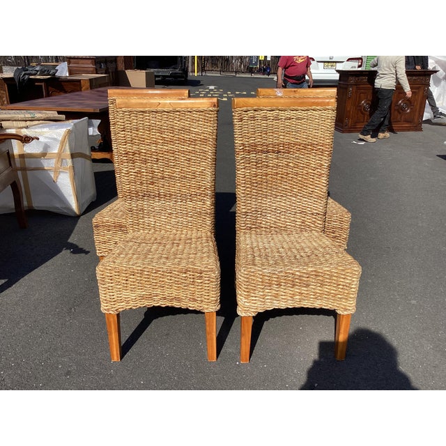 Set of 4 French Vintage Banana Leaf Dining Chairs For Sale In New York - Image 6 of 7