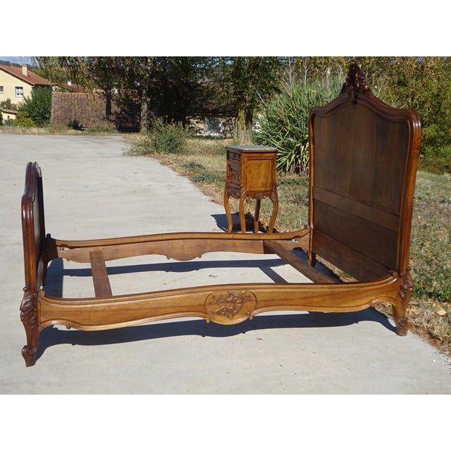 Antique Louis XV Style Walnut Bed, 1890s For Sale - Image 11 of 18