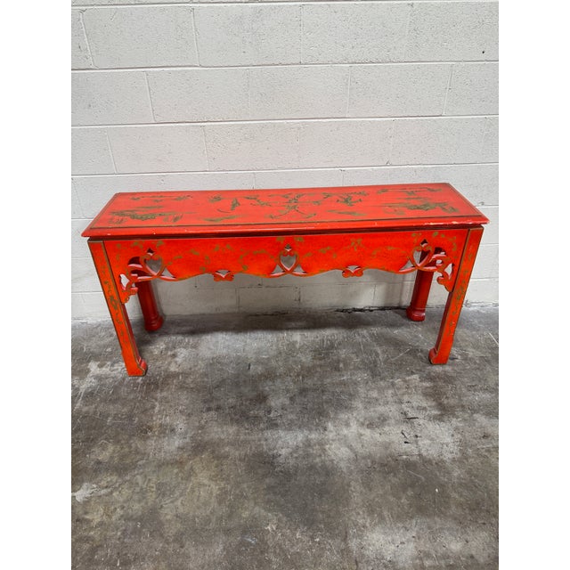 Chippy Hand Painted Chinoiserie Console Desk For Sale In Richmond - Image 6 of 12