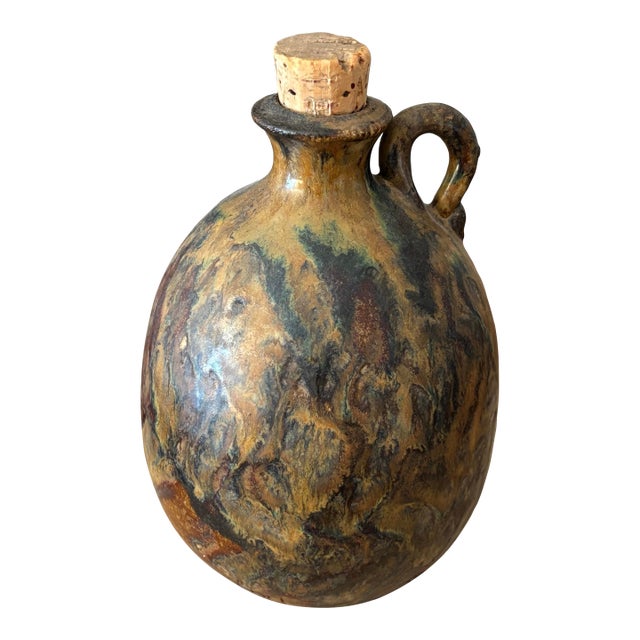 1980s Folk Art Pottery Carafe For Sale