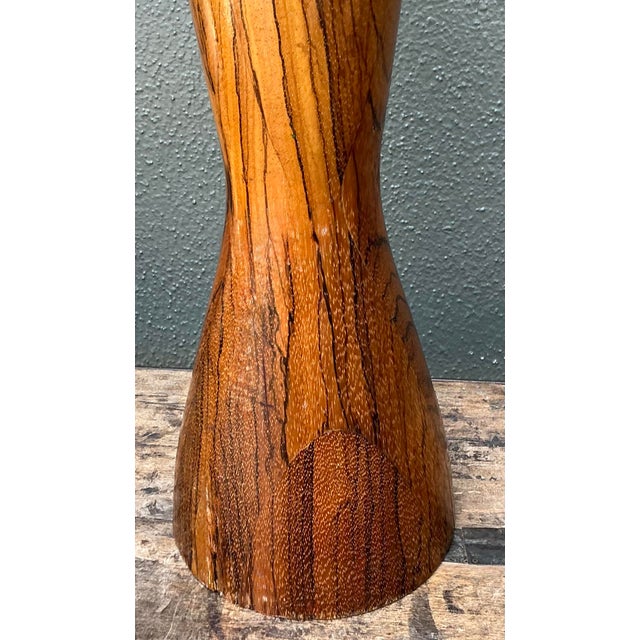 Mid-Century Modern Vintage Turned Wood Lamp For Sale - Image 3 of 12
