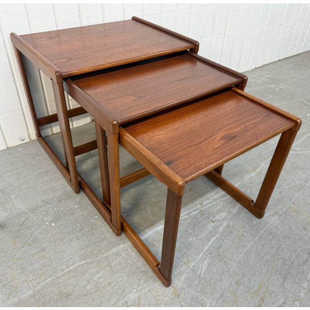 Mid-Century Modern Mid-Century Danish Modern Teak Nesting Tables -Set of 3 For Sale - Image 3 of 7