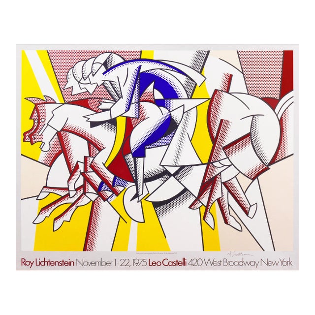 'The Red Horseman' 1975, After Roy Lichtenstein, Hand Signed by Lichtenstein, Leo Castelli Gallery Exhibition Poster, Pop Art For Sale