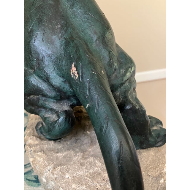 Antique 1920’s “Roaring Panther” Patinated Bronze on a Carved Marble Base by Thomas Francois Cartier For Sale In Atlanta - Image 6 of 6