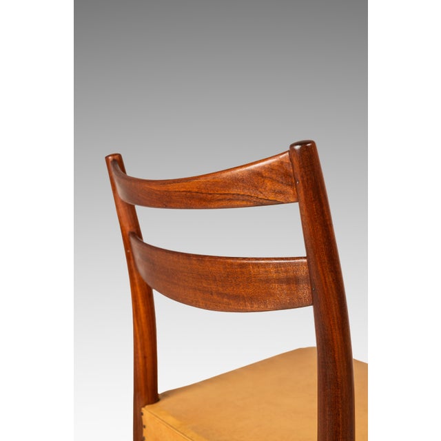 Rare MCM Single Dining / Desk Chair in Solid Teak & Original Leather Upholstery Attributed to Yngve Ekström for Gemla Diö, Sweden, C. 1950s For Sale - Image 12 of 18